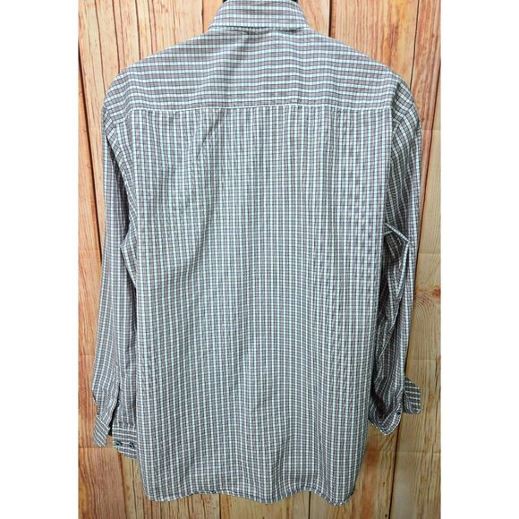 Johnston & Murphy Mens Plaid Long Sleeve Shirt Large - Contrast Cuffs - Picture 2 of 8